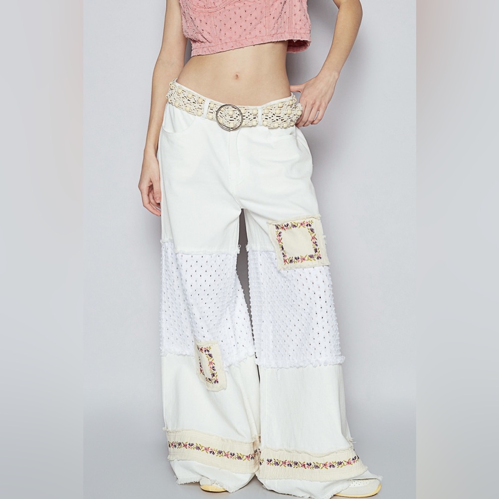 New! Belt13 Cream Leatherette belt with beads - Picture 10 of 11